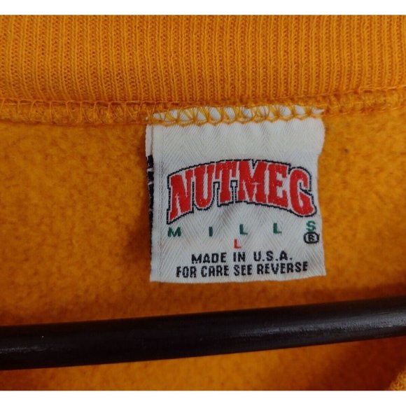 Vintage 90s Laughlin NV Nutmeg Mills Palm Trees Orange Crewneck Sweatshirt Men L - Picture 4 of 8